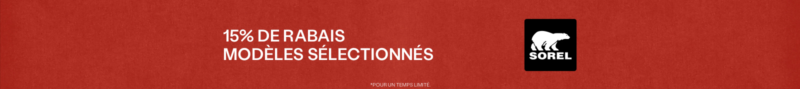SOREL - 15% de rabais header image
