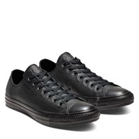 converse leather black low