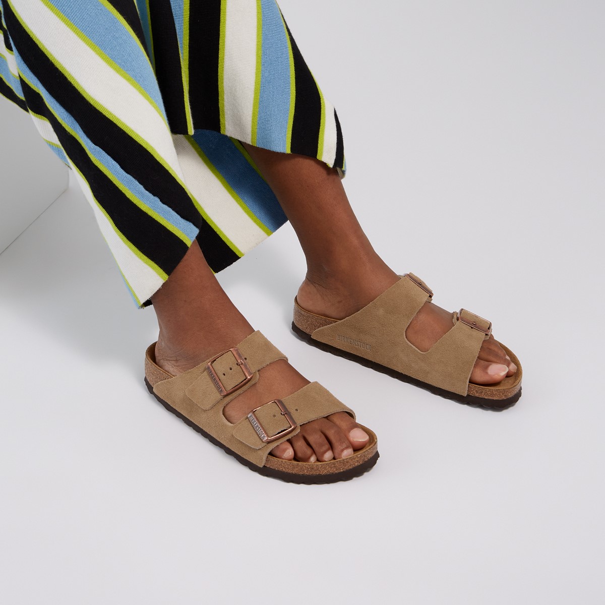 Women's Arizona Soft Footbed Sandals in Taupe | Little Burgundy