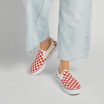 racing red vans slip ons