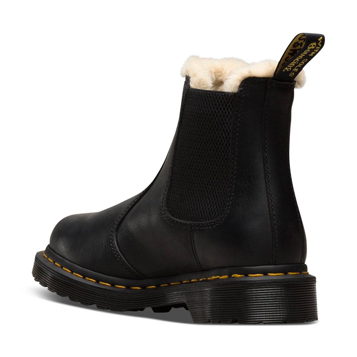 dr martens black leonore fur lined chelsea boots