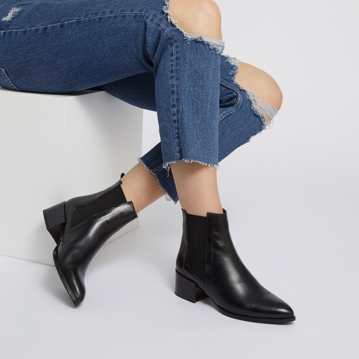 Women's Marnie Slip On Ankle Boots in Black | Little Burgundy