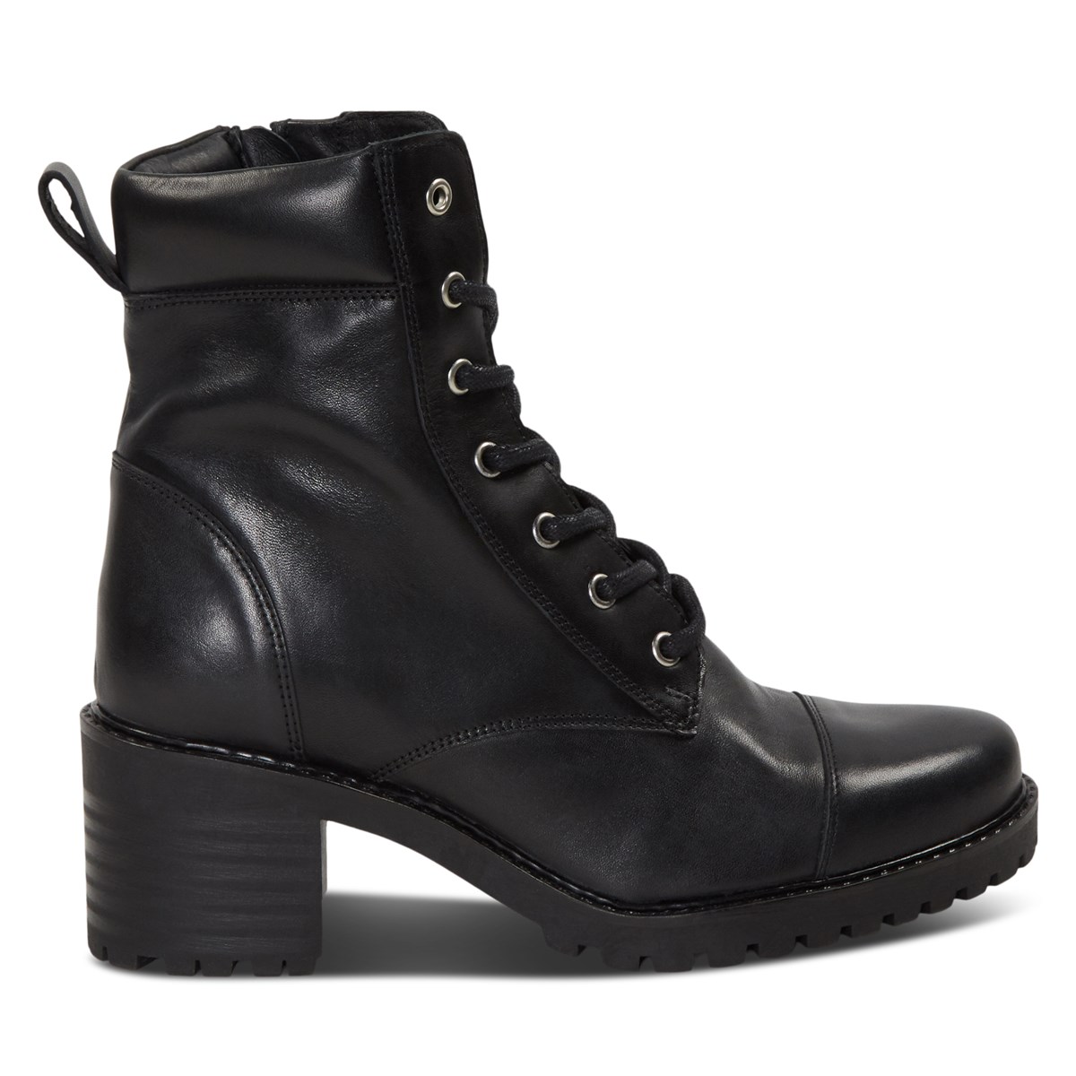 Sophie Heeled Lace-Up Boots in Black 