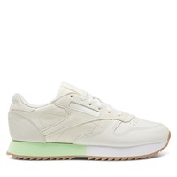Women's Classic Leather Sneakers in Off-White/Neon Green