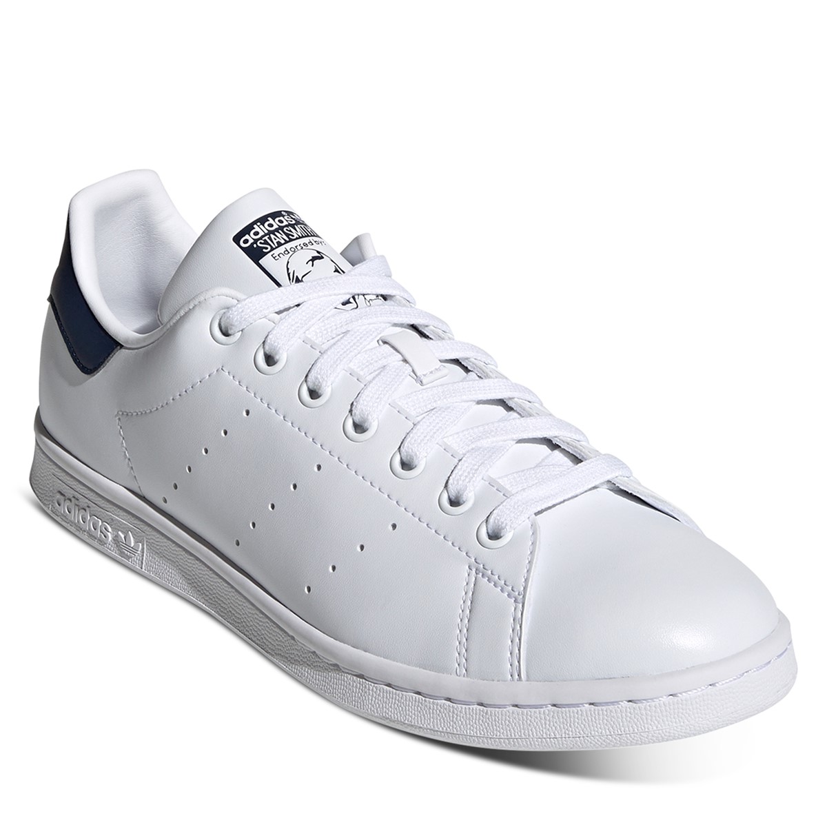 Men's Stan Smith Primegreen Sneakers in White/Navy Blue | Little 