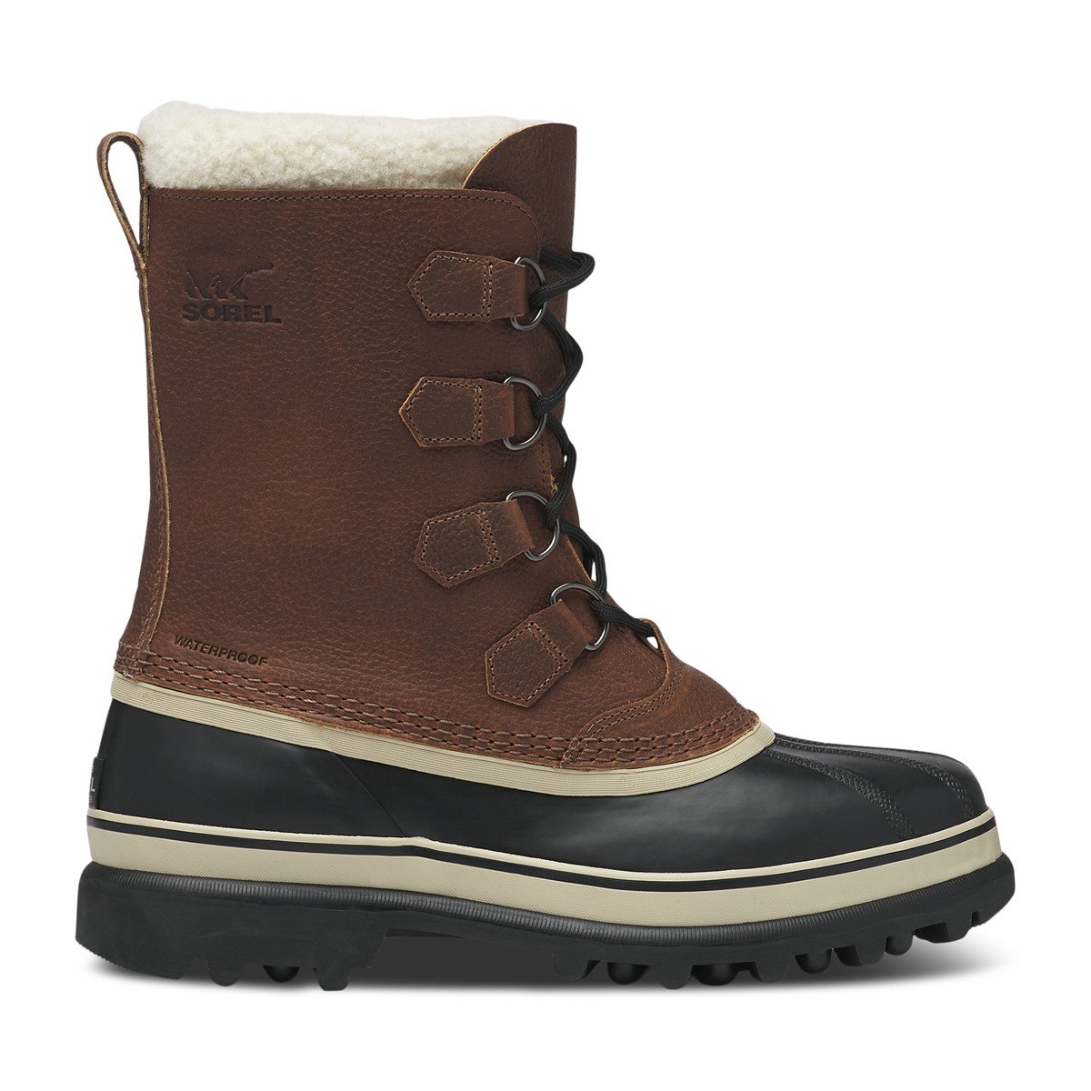 Men's Caribou Wool Winter Boots in Brown