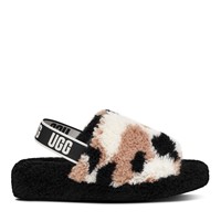 Women's Fluff Yeah Slippers in Cow Print