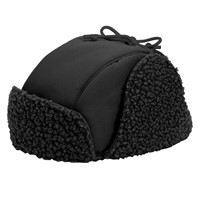 Recycled Ridge Fleece Trapper Hat in Black