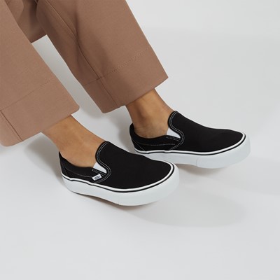 Slip-On Platform Sneakers in Black/White Alternate View