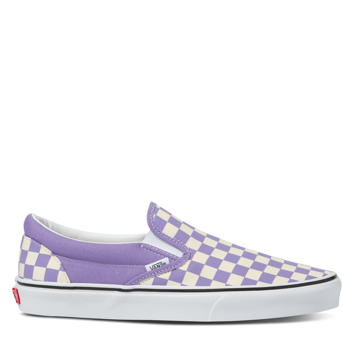 Checkerboard Slip-On Sneakers in Violet/White