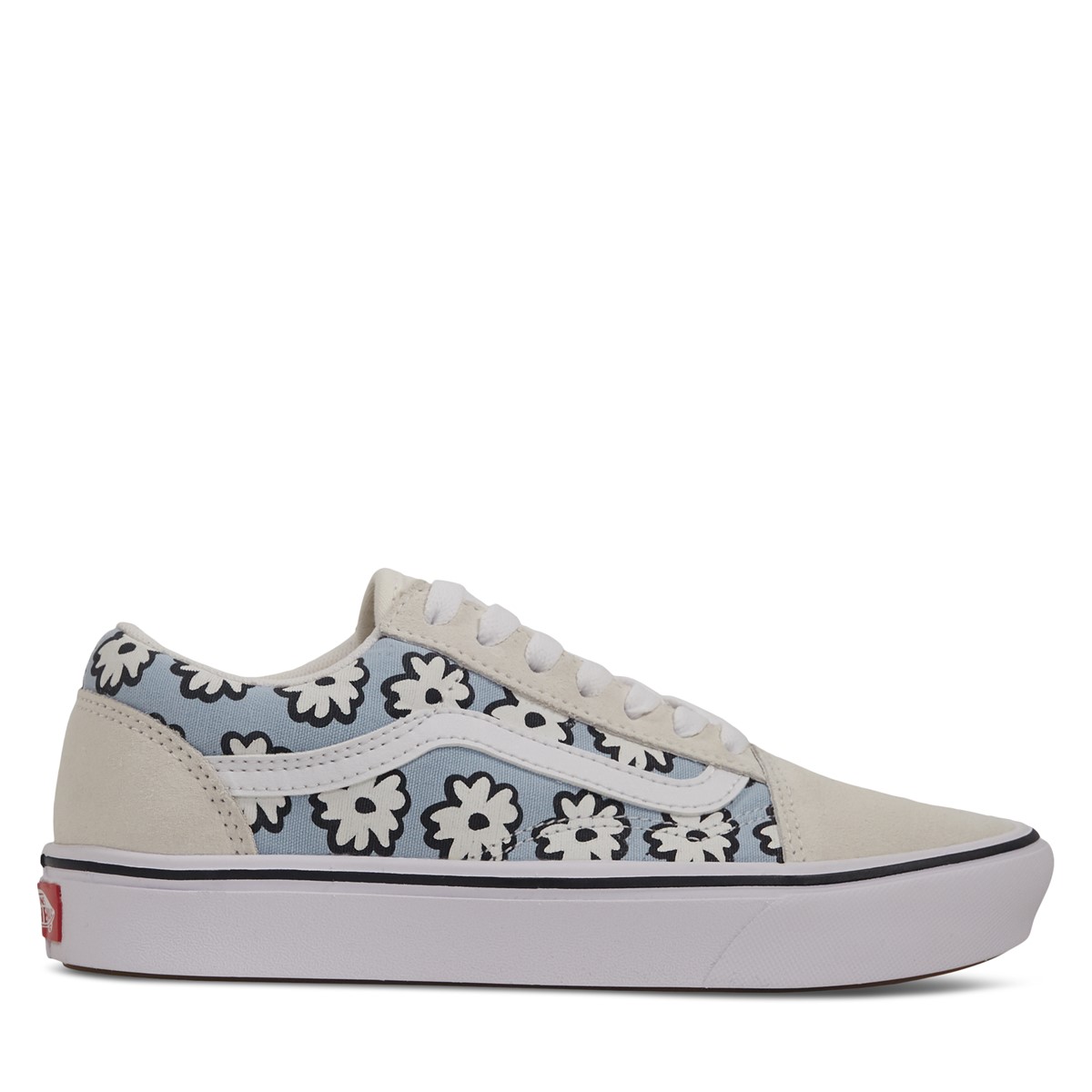 ComfyCush Old Skool Mixed Cozy Floral Sneakers in Off-White/Pastel