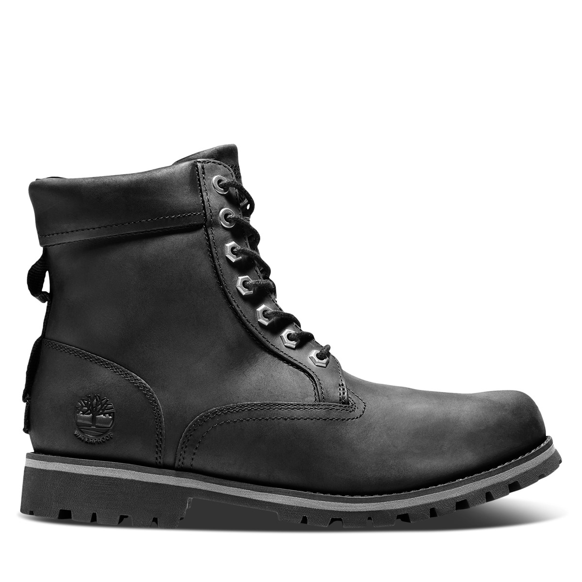 Men's Rugged Waterproof Lace Up Boots in Black