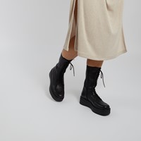 Women's Tara High-rise Lace-up Boots in Black