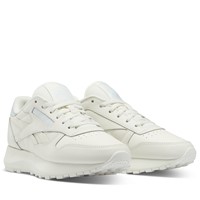 Women's Classic Leather Sneakers in White/Blue Alternate View