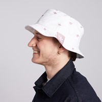 Trefoil Bucket Hat in White/Pink Alternate View