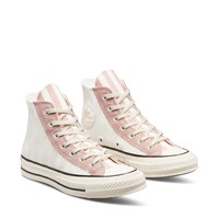 Women's Chuck 70 Striped Terry Cloth Hi Sneakers in White/Pink Alternate View