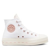 Chuck Taylor All Star Crafted Canvas Lift Platform Hi Sneakers in White/Pink