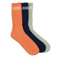 Trois paires de chaussettes crew classiques bleues, vertes et orange pour hommes