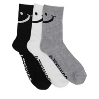 Women's Sport Inspired Smile Crew Socks in Grey/White/Black