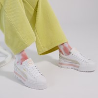 Alternate view of Women's Mayze Leather Sneakers in White/Pink
