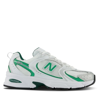 530 Sneakers in White Green Little Burgundy