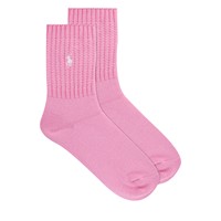 Women's Embroidered Pony Cozy Crew Socks in Pink