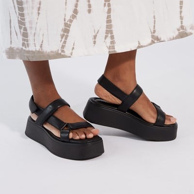 Women's Courtney Platform Strap Sandals in Black Alternate View