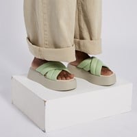 Alternate view of Women's Courtney Cross Platform Sandals in Green/White