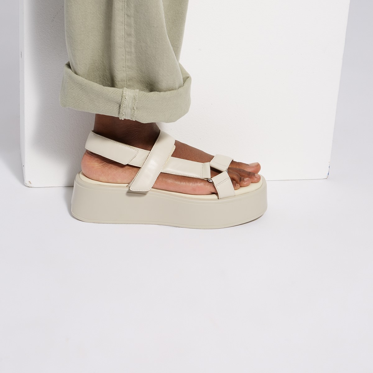 Women's Courtney Platform Strap Sandals in Off-White | Little Burgundy