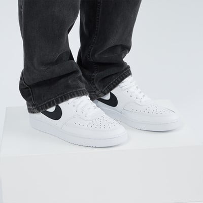Men's Court Vision Low Sneakers in White/Black Alternate View