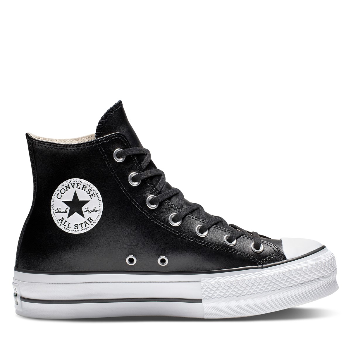 Chuck Taylor All Star Leather Lift Hi Sneakers in Black