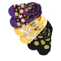 Socquettes Radically Happy Canoodle noires, jaunes et mauves pour femmes