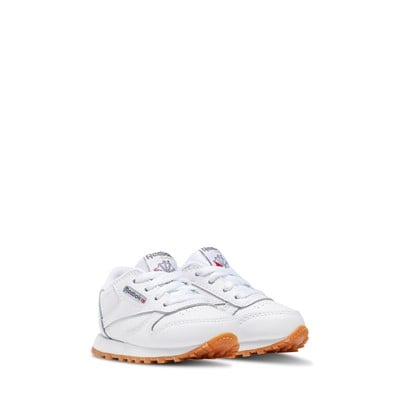 Toddler's Classic Leather Sneakers in White Alternate View