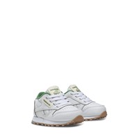 Toddler's Classic Leather Sneakers in White/Green Alternate View