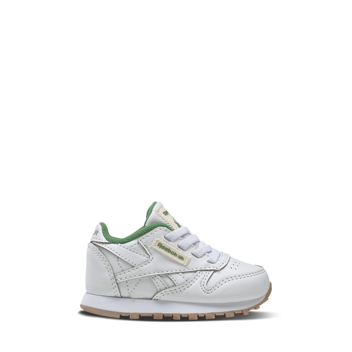 Toddler's Classic Leather Sneakers in White/Green