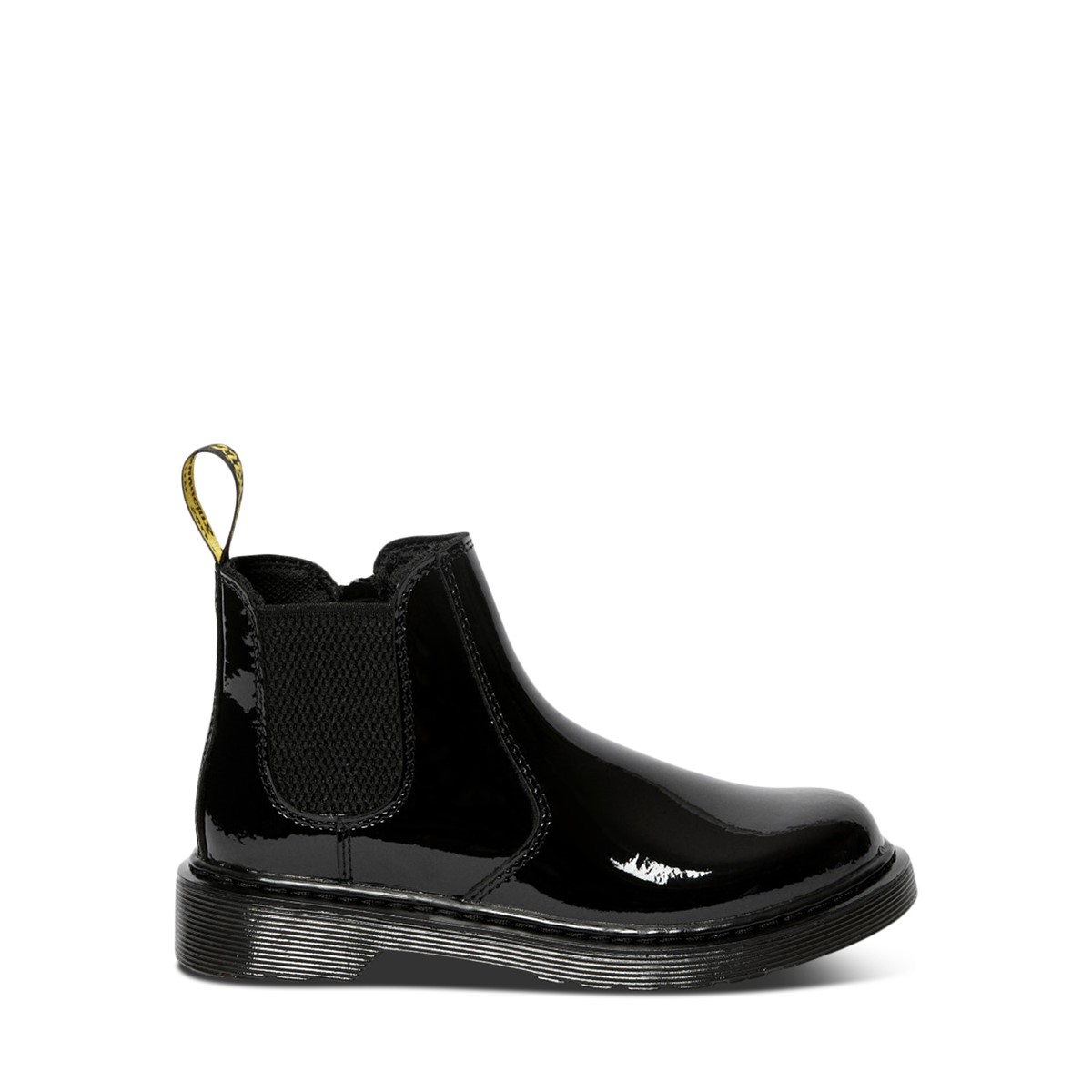 Little Kids' Patent Leather Chelsea Boots in Black