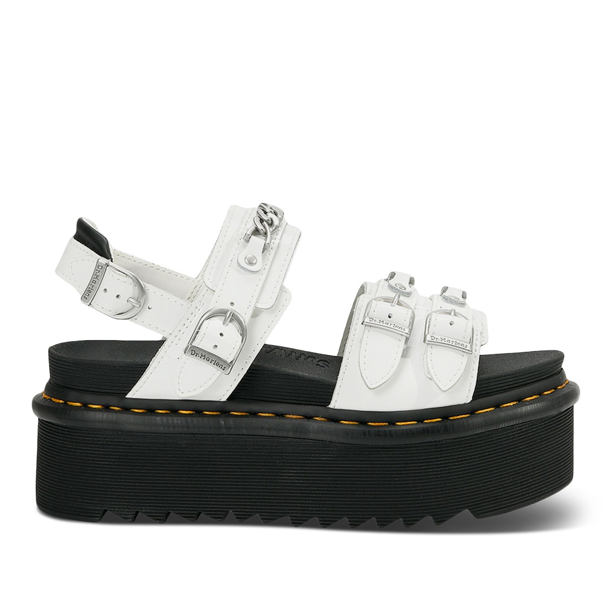 Women's Voss II Quad Chain Platform Sandals in White/Black