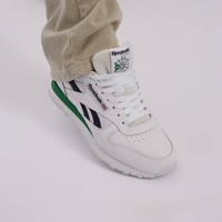Men's Classic Leather Sneakers in White/Blue/Green Alternate View