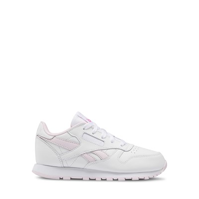 Little Kids' Classic Leather Sneakers in White/Pink