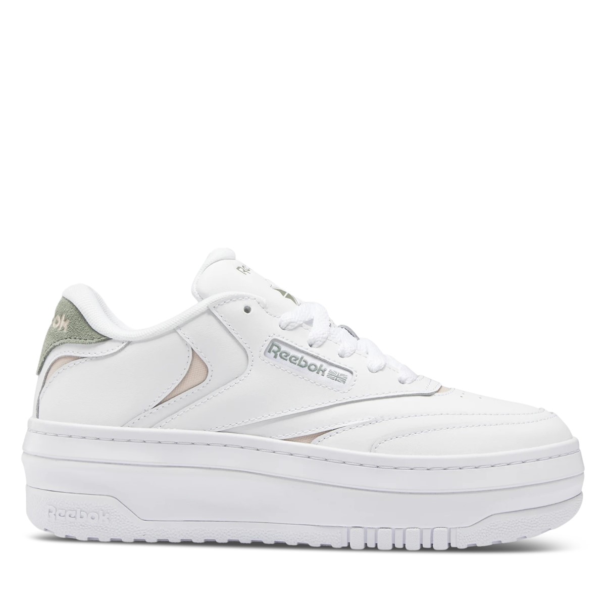 Women's Club C Extra Platform Sneakers in White/Green