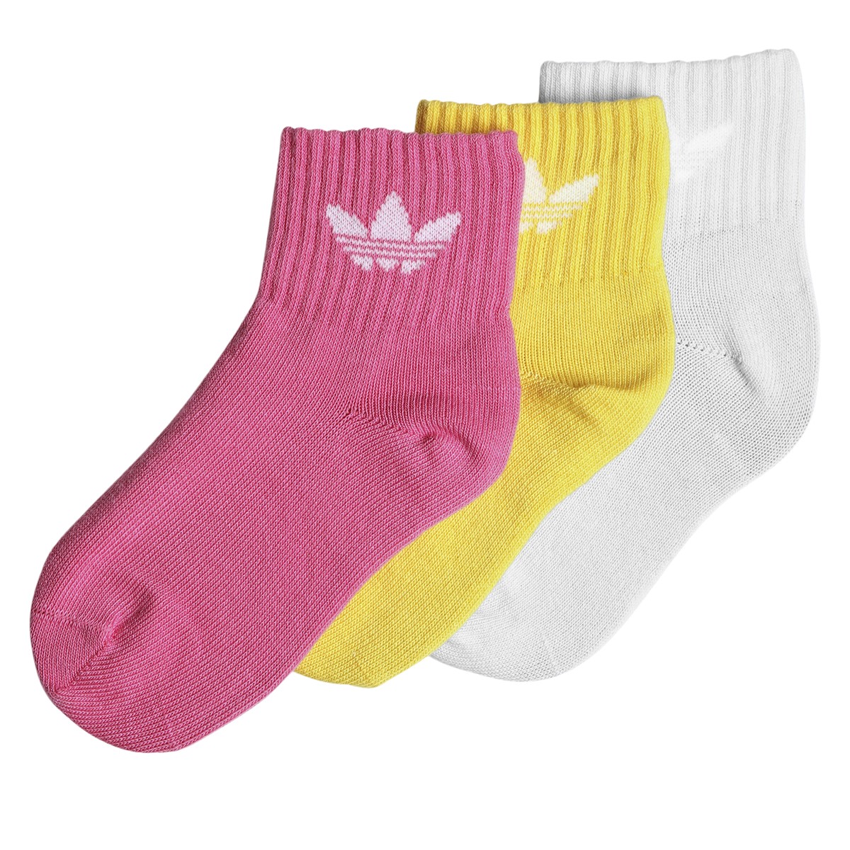 Kids' Three Pack Mid-Ankle Socks in Purple/Pink/Yellow