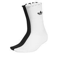 2 Pack Ruffle Crew Socks in White/Black