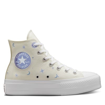 Women's Chuck Taylor Lift Hi Sneakers in White/Blue | Little Burgundy