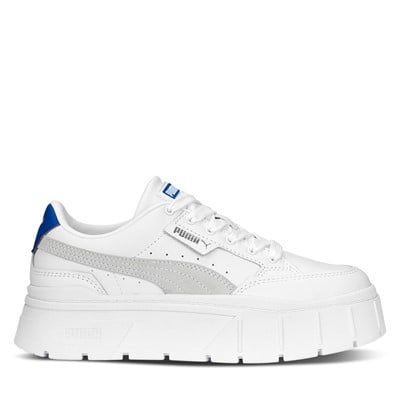 Women's Mayze Stacked Platform Sneakers in White/Grey/Blue