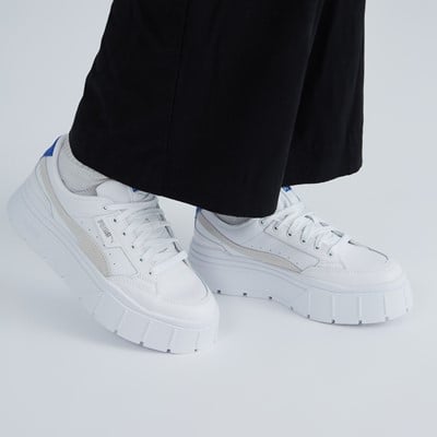Women's Mayze Stacked Platform Sneakers in White/Grey/Blue Alternate View