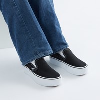 Women's Slip-On Stackform Platform Shoes in Black/White Alternate View