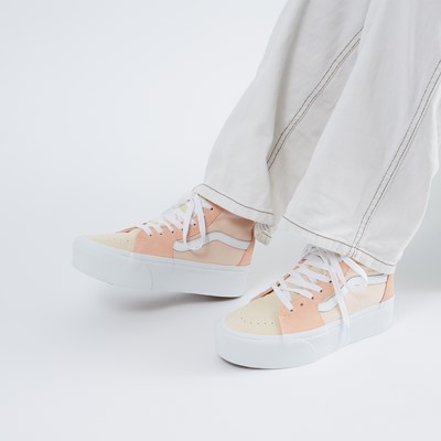 Color Block SK8-Hi Tapered Platform Sneakers in Peach/White Alternate View