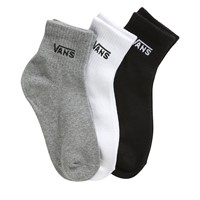 Three Pack Half Crew Socks in Grey/White/Black