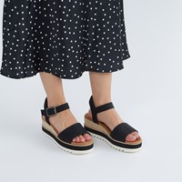 Women's Diana Wedge Sandals in Black/Beige Alternate View
