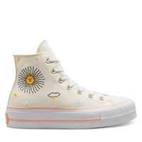 Women's Chuck Taylor Lift Hi Floral Embroidery Sneakers in Off-White/Coral
